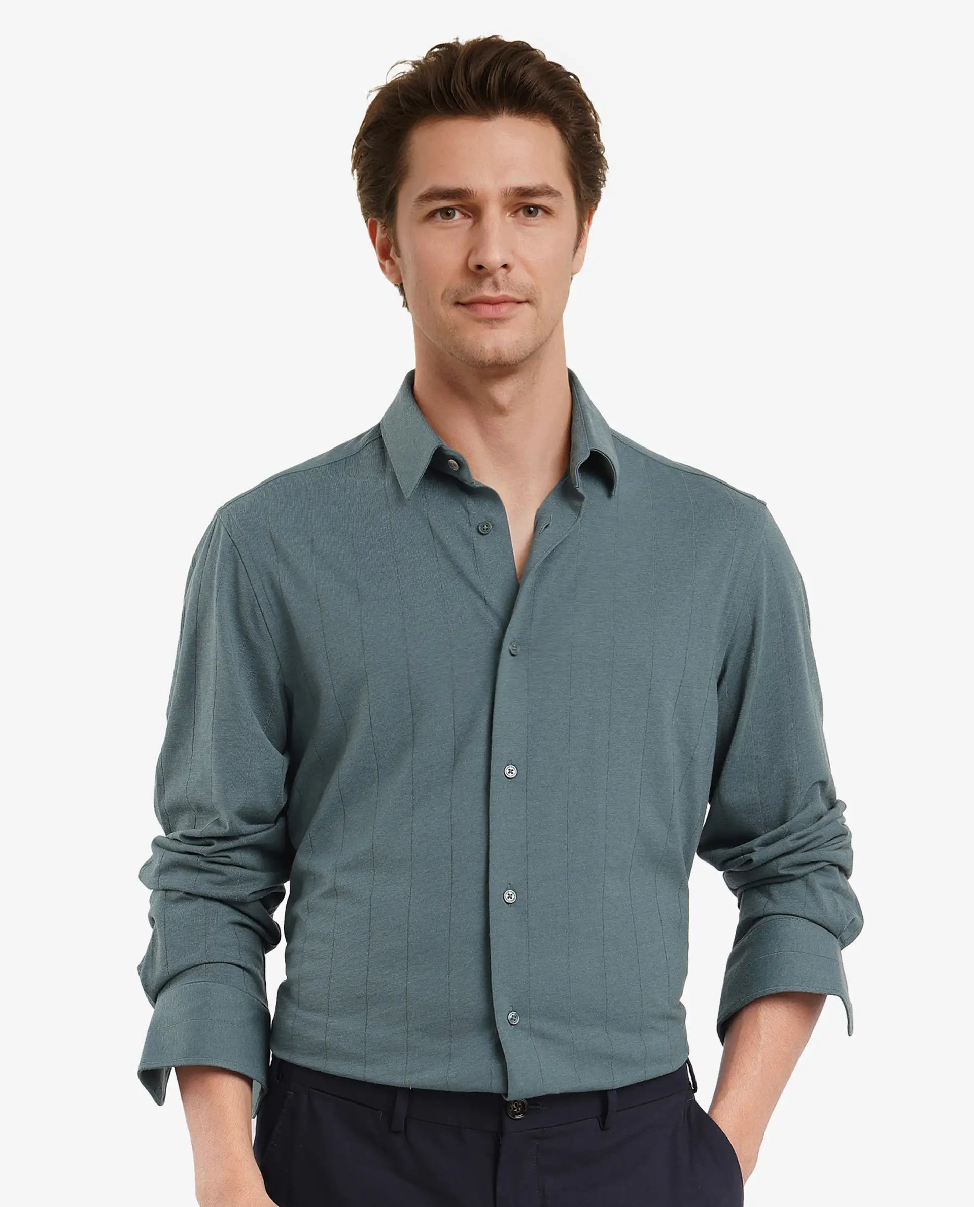 Men's Hawaiian Print Shirts for Luau PartiesRare Rabbit Men Vert-3 Dusky Green Cotton Fabric Full Sleeves Regular Fit Self Stripes Knit Shirt Men's Hawaiian Print Shirts for Luau PartiesRare Rabbit Men Vert-3 Dusky Green Cotton Fabric Full Sleeves Regular Fit Self Stripes Knit Shirt