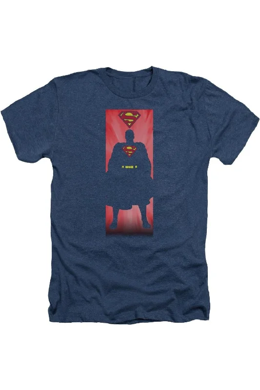 Men's Shirts with Contrast StitchingSuperman Block Adult Heather Tee / T-Shirt