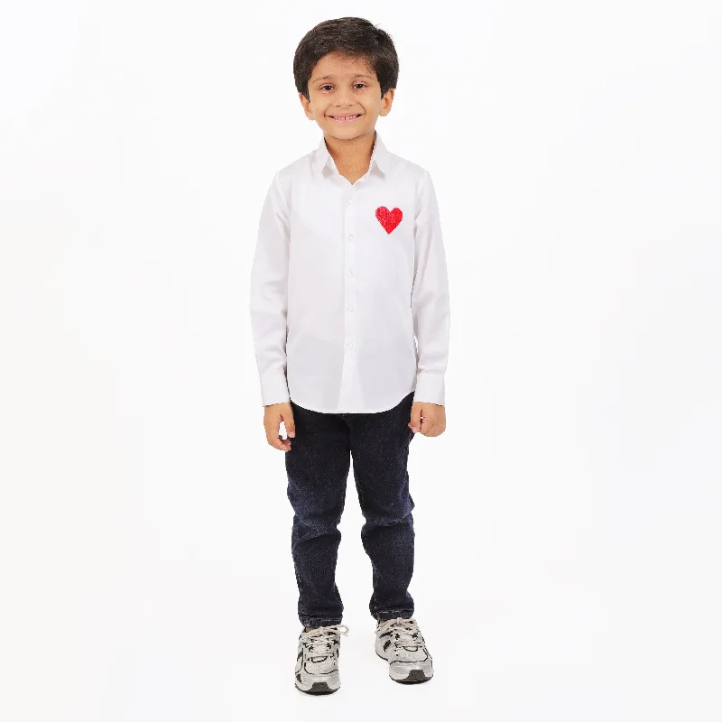 Comfortable Men's Flannel ShirtsPre-Order - White HEART SHIRT For Boys