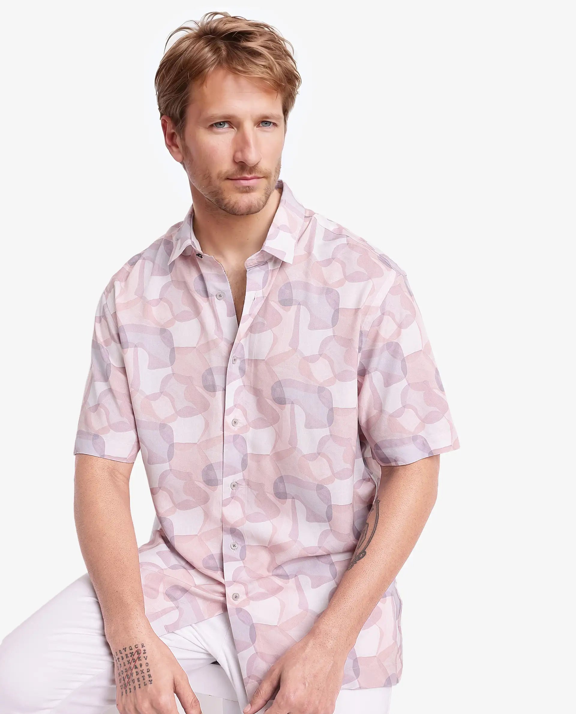 Men's Insulated Shirts for Cold WeatherRare Rabbit Men's Baykal Light Brown Viscose Fabric Abstract Print Half Sleeves Shirt Men's Insulated Shirts for Cold WeatherRare Rabbit Men's Baykal Light Brown Viscose Fabric Abstract Print Half Sleeves Shirt