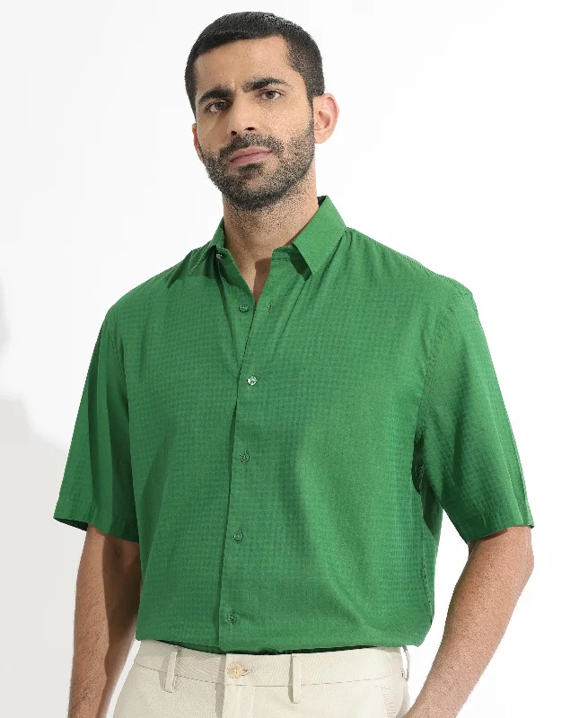 Men's Checked Short-Sleeve Shirts for Summer FunRare Rabbit Men's Lazio Green Cotton Lyocell Fabric Half Sleeves Gingham Checks Shirt Men's Checked Short-Sleeve Shirts for Summer FunRare Rabbit Men's Lazio Green Cotton Lyocell Fabric Half Sleeves Gingham Checks Shirt