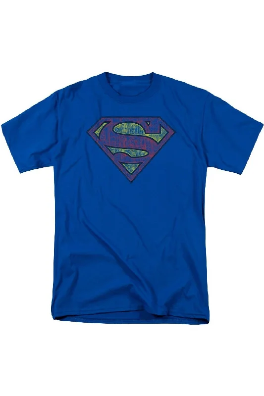 Solid-Colored Men's ShirtsSuperman Tattered Shield Short Sleeve Adult Tee / T-Shirt