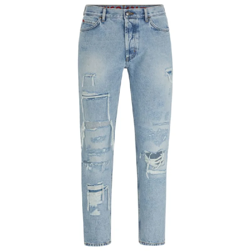 Baggy Men's JeansTapered-fit jeans in blue denim with destroyed details