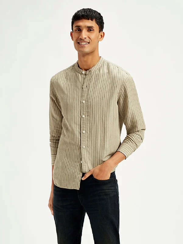 Men's Machine-Washable Shirts for ConvenienceMen's Striped Regular Fit Shirt