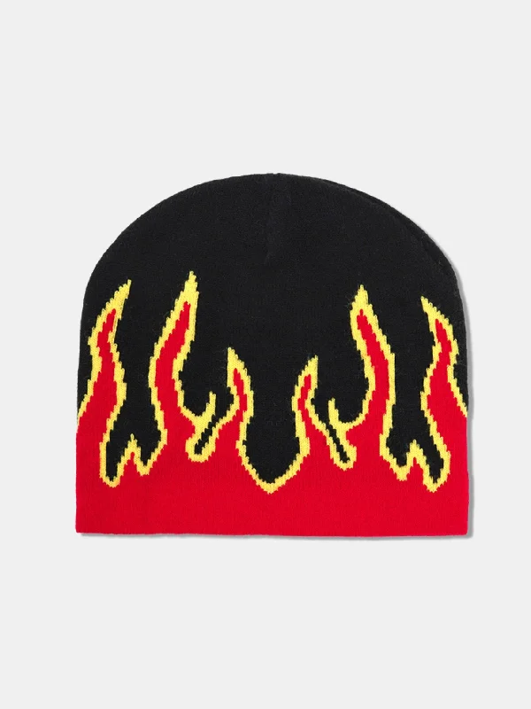 Waterproof Work HatsStreet Hip-hop Style Flame Pattern Decorative Knitted Hat