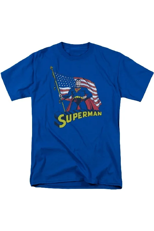 Men's Shirts with Chest PocketsSuperman American Flag Short Sleeve Adult Tee / T-Shirt Men's Shirts with Chest PocketsSuperman American Flag Short Sleeve Adult Tee / T-Shirt