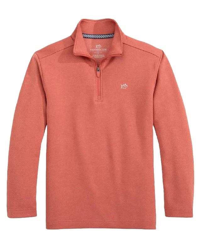 Men's Sweaters with Elastic CuffsMen's Long Sleeve Schooner Qzip In Mineral Red
