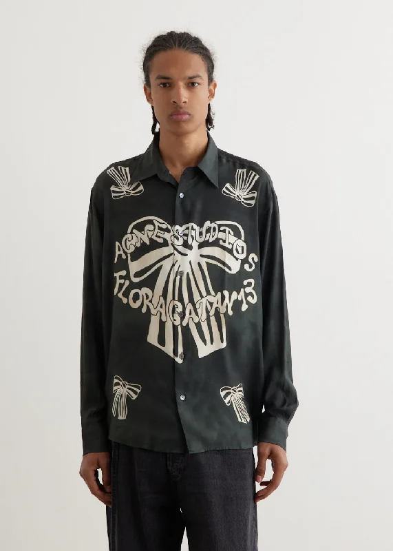 Men's Shirts with Barrel CuffsSandrok Long Sleeve Fluid Bow Print Shirt