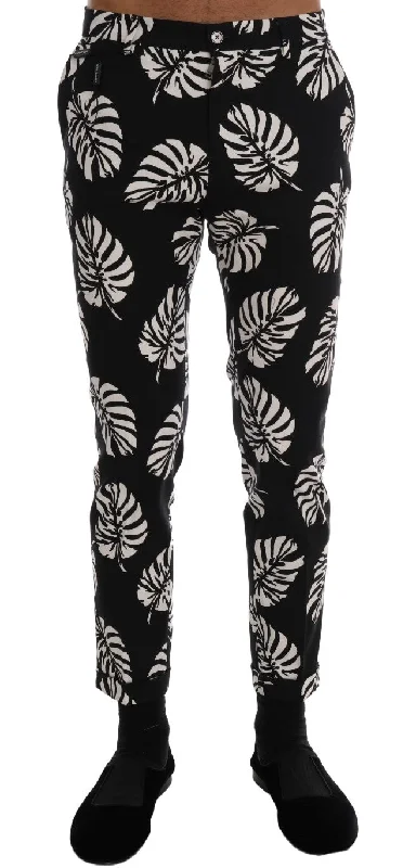 Hipster Men's JeansDolce & Gabbana Slim Fit Leaf Print Ankle Men's Pants