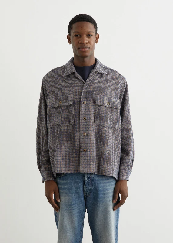 Men's Tailored Shirts for a Professional AppearanceOpen Collar Tweed Chidori Shirt