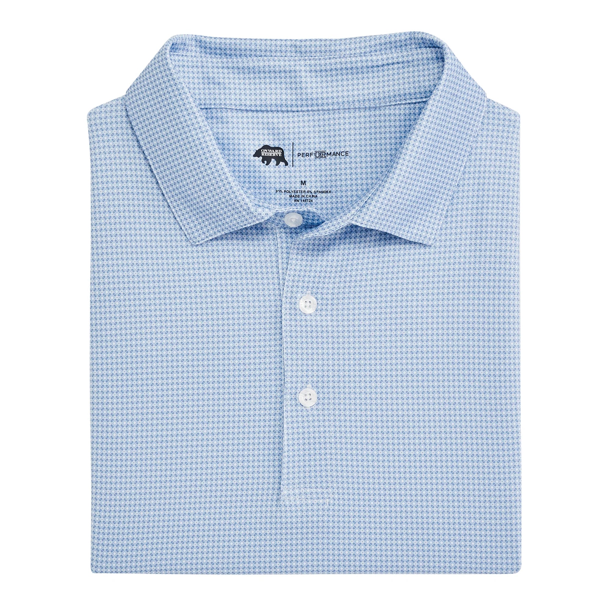 Men's Shirts with Elastic WaistbandsOnward Reserve Range Printed Performance Polo - Endless Sky