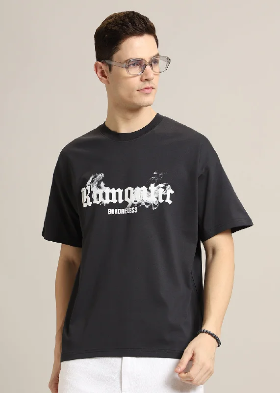 Men's Shirts with Animal PrintsRomantic Funk Grey Oversized T-shirt