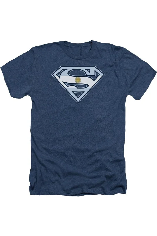 Men's Shirts with Button-Down PocketsSuperman Argentinian Shield Adult Heather Tee / T-Shirt Men's Shirts with Button-Down PocketsSuperman Argentinian Shield Adult Heather Tee / T-Shirt