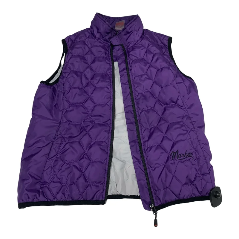 Men's Coats with HoodsVest Puffer & Quilted By Marker In Purple, Size: M