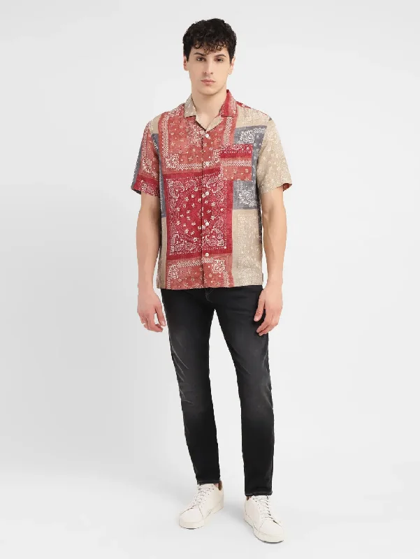 Men's Monochrome Shirts for a Minimalist VibeMen's Paisley Relaxed Fit Linen Shirt