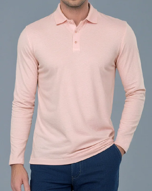Men's Casual Shirts for Everyday WearEZS Aria Pink Long Sleeve Polo