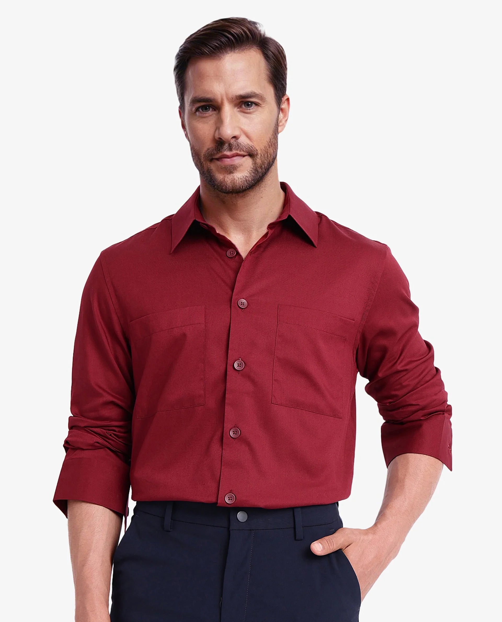 Versatile Men's Short-Sleeve ShirtsRare Rabbit Men Esso Maroon Full Sleeve Collared Neck Button Closure Regular Fit Plain Shirt Versatile Men's Short-Sleeve ShirtsRare Rabbit Men Esso Maroon Full Sleeve Collared Neck Button Closure Regular Fit Plain Shirt