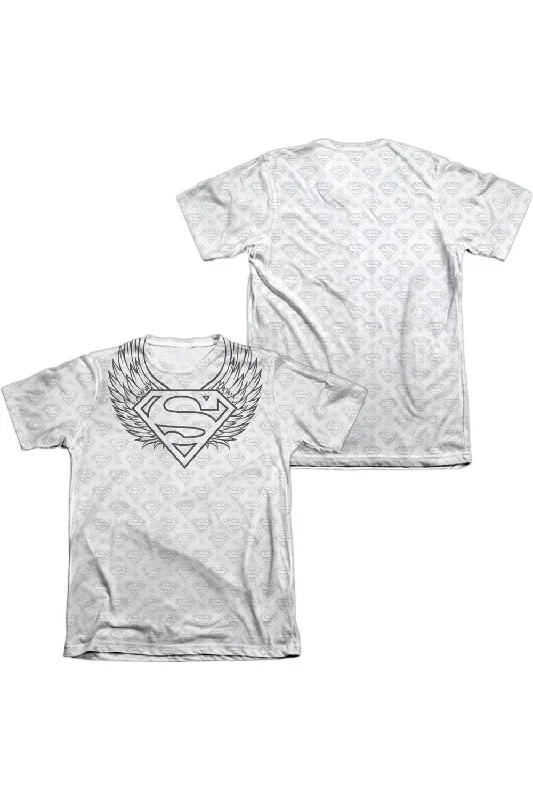 Men's Shirts with Mock NecksSuperman Winged Shield Repeat (Front/Back Print) Adult 65/35 Poly/Cotton Short Sleeve Tee / T-Shirt Men's Shirts with Mock NecksSuperman Winged Shield Repeat (Front/Back Print) Adult 65/35 Poly/Cotton Short Sleeve Tee / T-Shirt