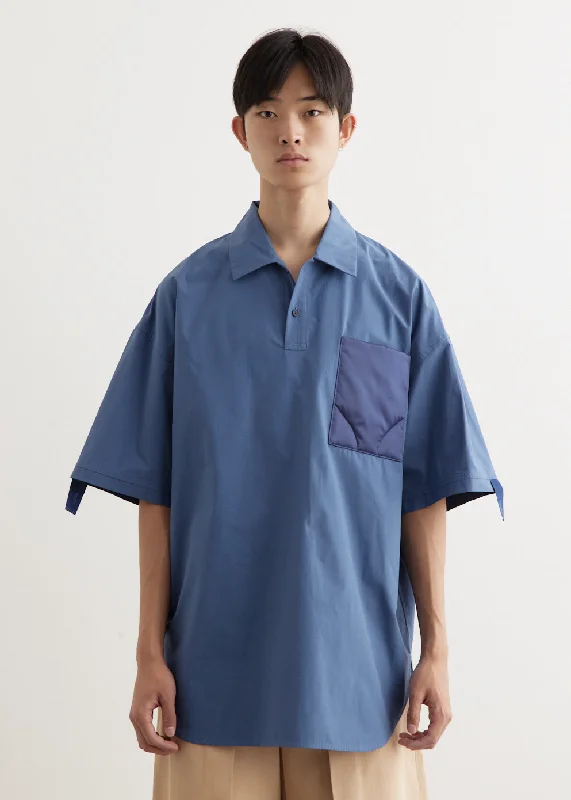 Men's Shirts with Elastic WaistbandsQuilted Pocket Polo Top