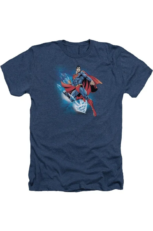 Men's Shirts with Button-Down PocketsSuperman Crystallize Adult Heather Tee / T-Shirt Men's Shirts with Button-Down PocketsSuperman Crystallize Adult Heather Tee / T-Shirt