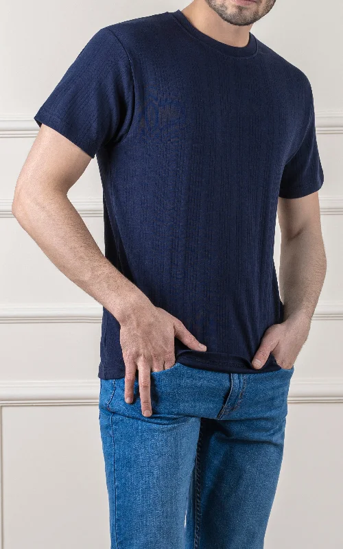 Solid-Colored Men's ShirtsDROP NEEDLE  T SHIRT NAVY