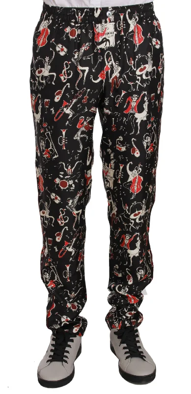 Men's Jeans for Office WearDolce & Gabbana Elegant  Silk Lounge Pants with  Men's Print
