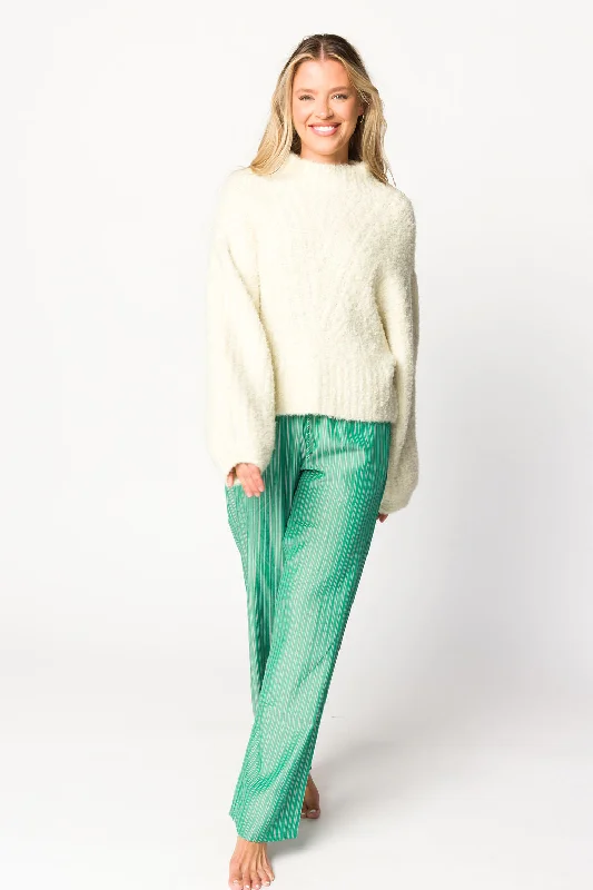 Men's Sweaters for AutumnHallie Cable Knit Bubble Sleeve Sweater in Ivory