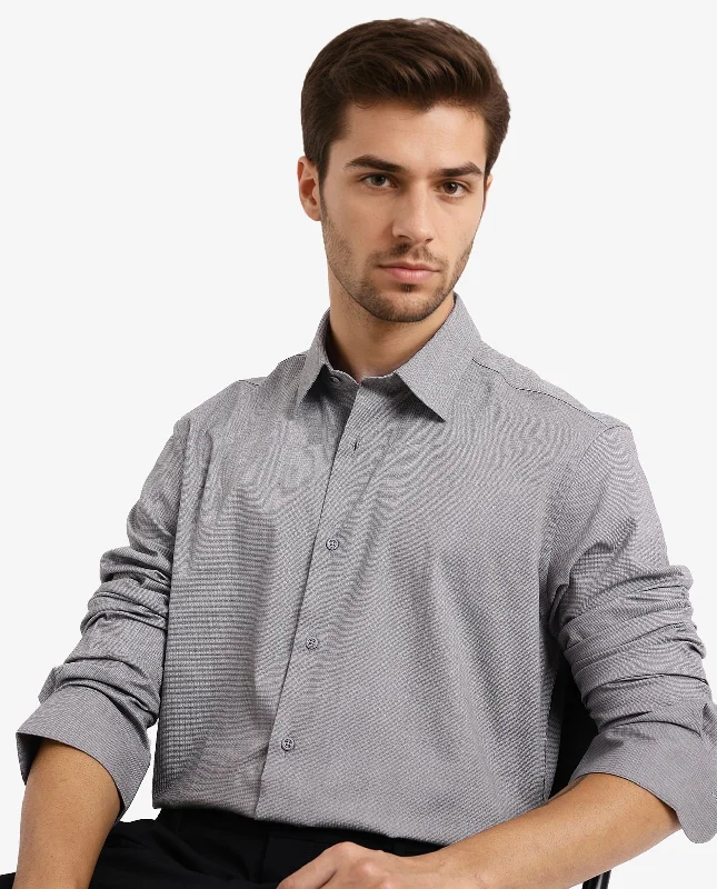 Men's Pattern-Clashing Shirts for Bold FashionRare Rabbit Men's Auxon Grey Polyester Cotton Fabric Blend Full Sleeve Regular Fit Solid Textured Shirt Men's Pattern-Clashing Shirts for Bold FashionRare Rabbit Men's Auxon Grey Polyester Cotton Fabric Blend Full Sleeve Regular Fit Solid Textured Shirt