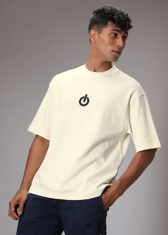 Men's Shirts with Button-Down CollarsSign Off Cream Oversized T-shirt