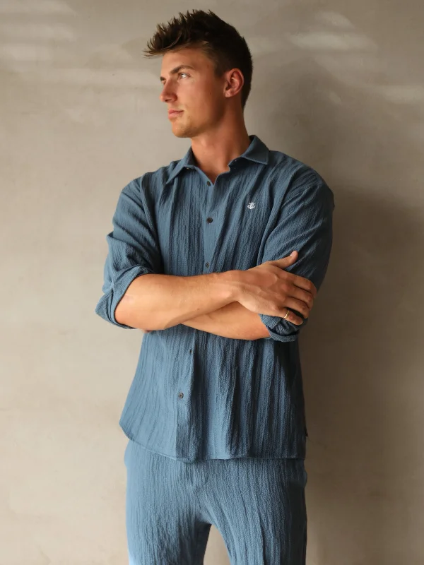 Men's Shirts with Hidden PocketsSalvatore Long Sleeve Shirt - Blue