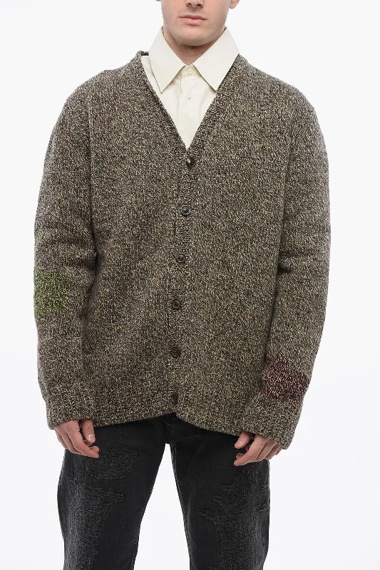 Striped Men's SweatersMaison Margiela Mm1 Alpaca And Wool Cardigan With V Neck