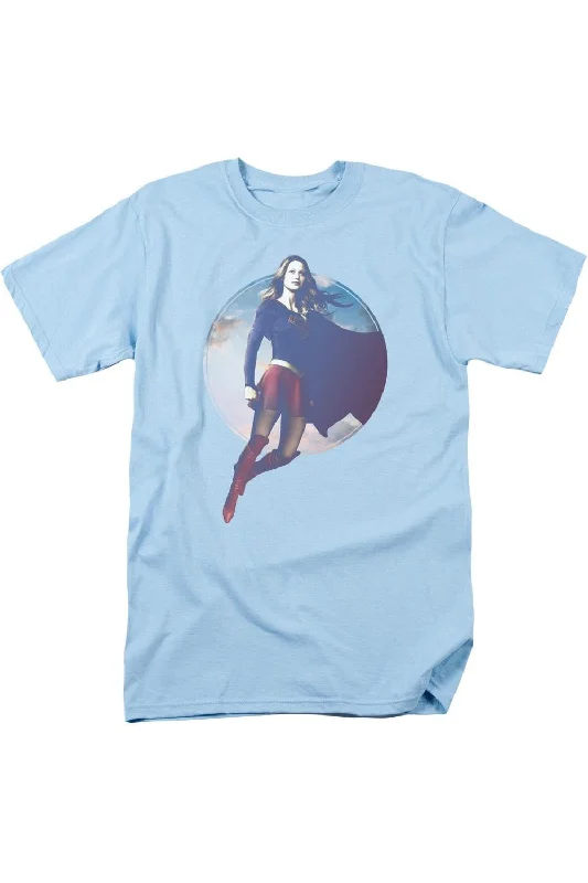 Men's Flowy Shirts for a Relaxed LookSupergirl Cloudy Circle Short Sleeve Adult Tee / T-Shirt
