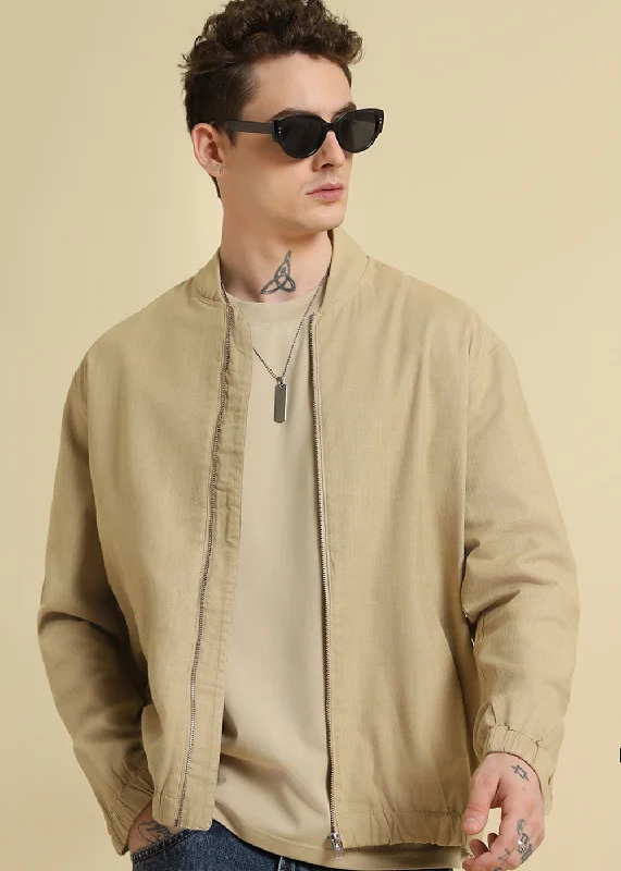 Men's Shirts with Pocket SquaresTan Beige Oversized T-shirt
