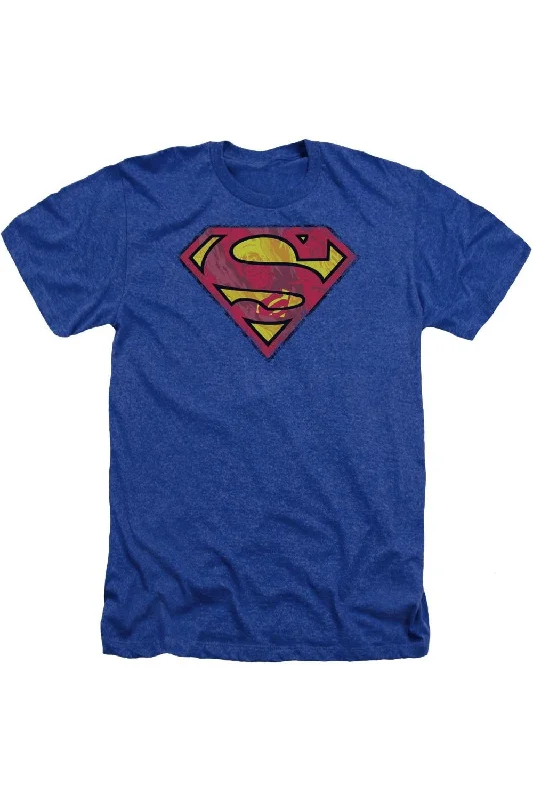 Men's Shirts with Ruffled HemlinesSuperman Action Shield Adult Heather Tee / T-Shirt
