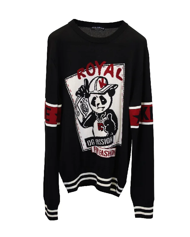 Men's Sweaters with EmbellishmentsDolce & Gabbana Black DG Passion Sweater in Black Virgin Wool Men's Sweaters with EmbellishmentsDolce & Gabbana Black DG Passion Sweater in Black Virgin Wool