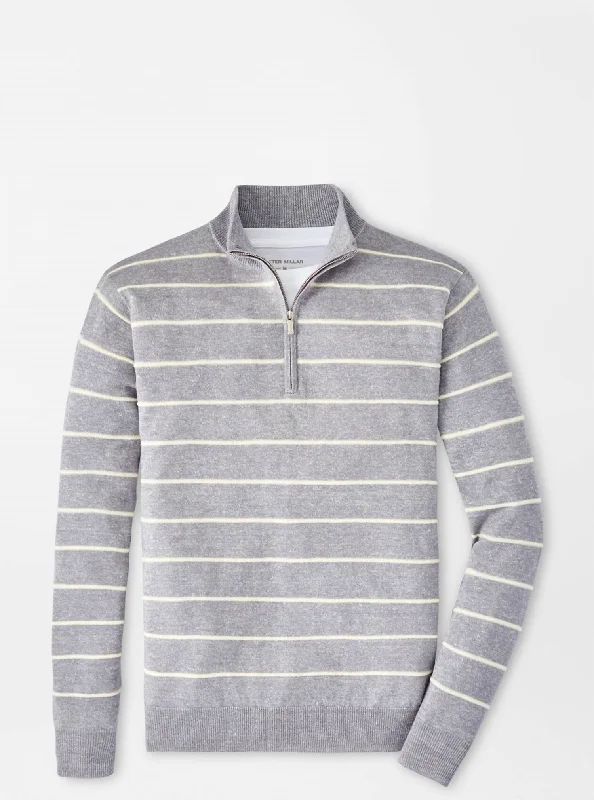 Men's Sweaters for Casual OccasionsMen's Eastham Striped Quarter-Zip Sweater In British Grey