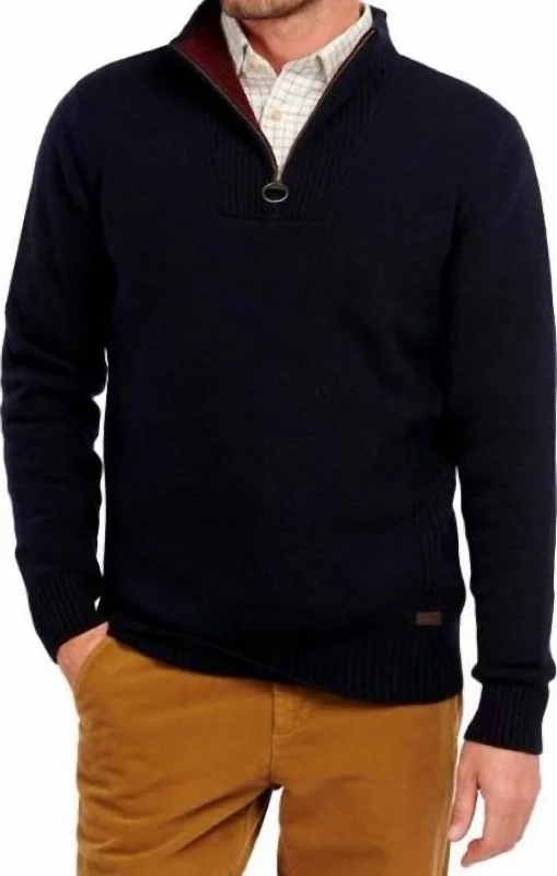 Men's Sweaters with ButtonsHalf Zip Sweater In Navy