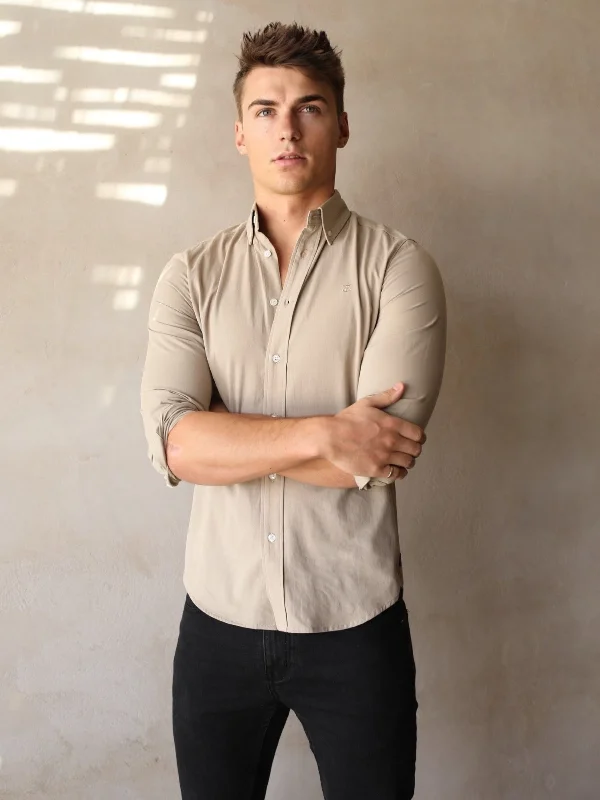 Men's Shirts with Barrel CuffsSedona Slim Fit Shirt - Taupe Brown