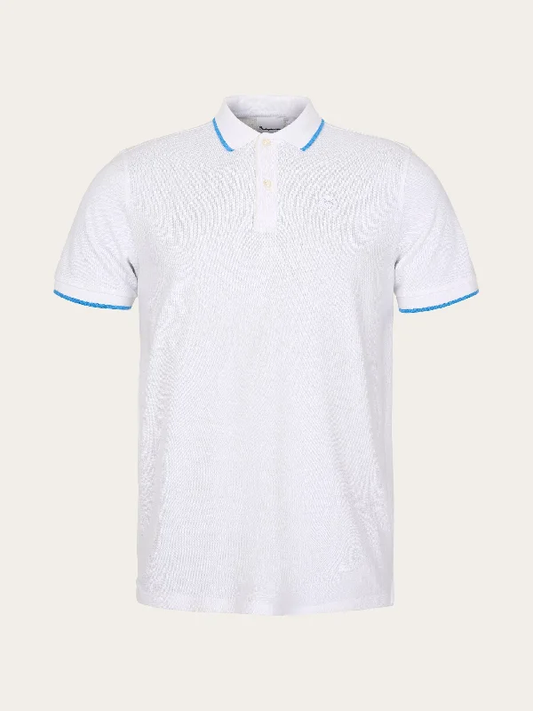 Men's Shirts with Mock NecksPolo with badge and contract stripe at rib - Bright White