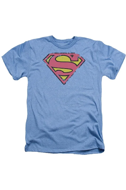 Men's Shirts with Tab CollarsSuperman Distressed Shield Adult Heather Tee / T-Shirt