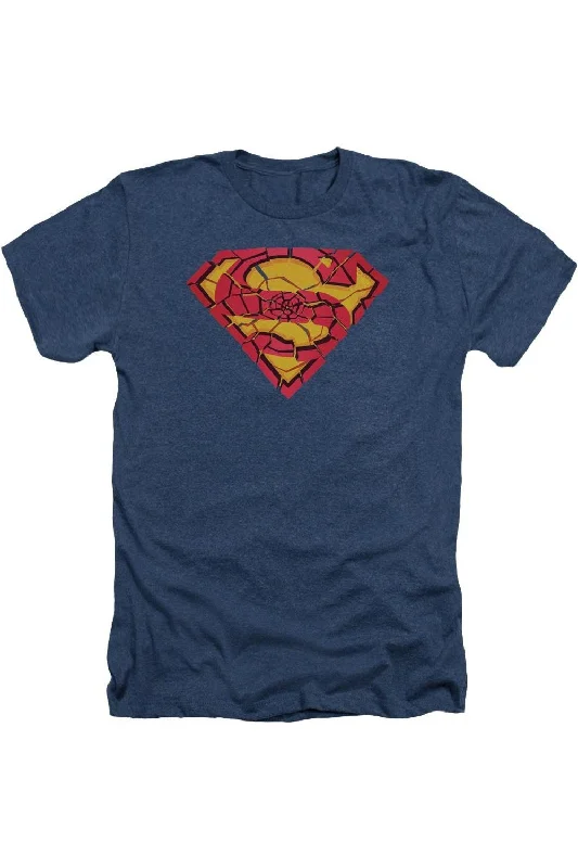 Men's Shirts with Geometric PatternsSuperman Shattered Shield Adult Heather Tee / T-Shirt