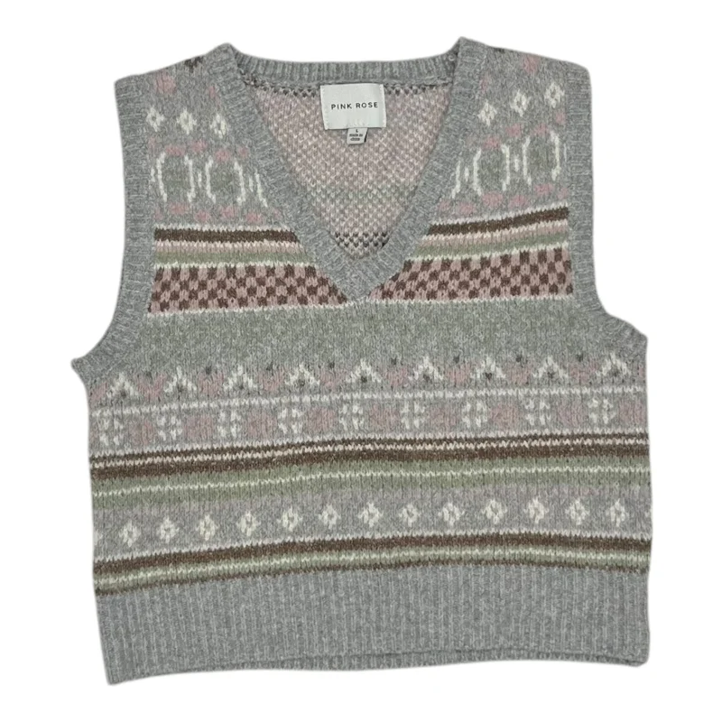 Men's Coats without LiningVest Sweater By Pink Rose In Grey, Size:L