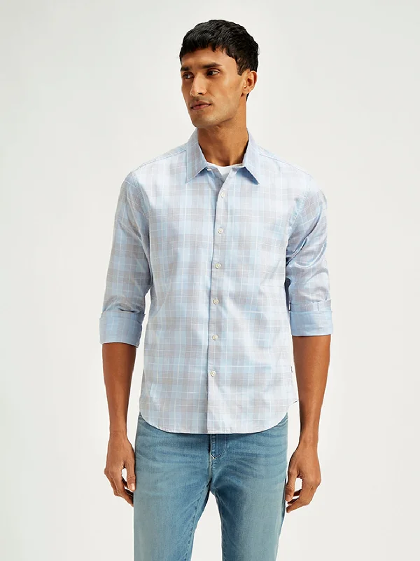 Casual Men's Button-Down ShirtsMen's Checkered Spread Collar Shirt