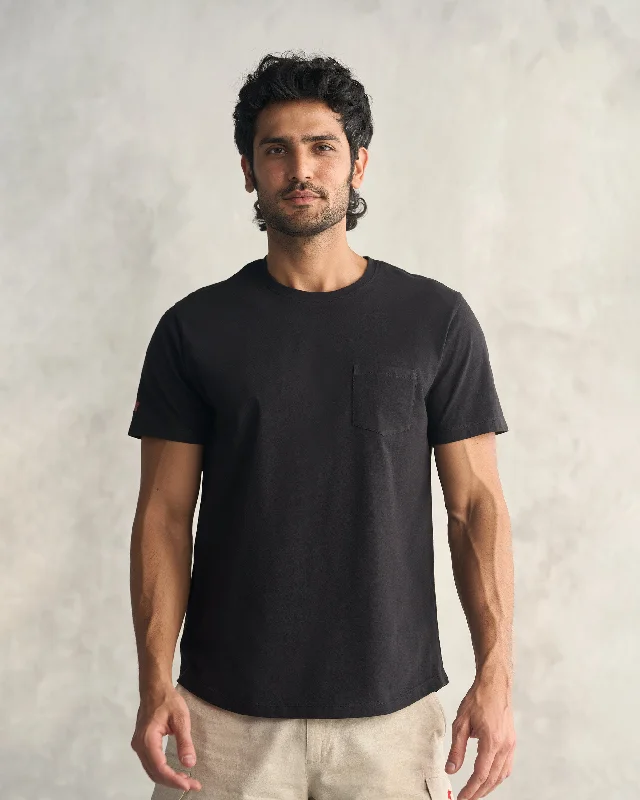 Men's Shirts with Floral PrintsPocket T-shirt - Black