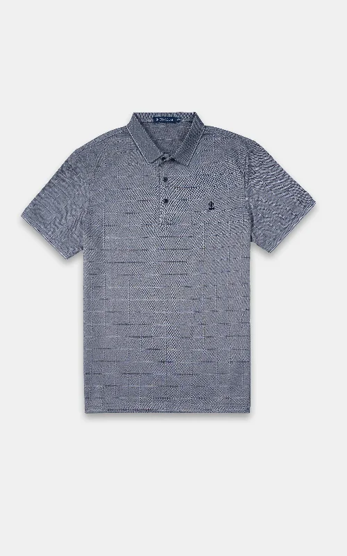 Men's Dressy Shirts for Formal EventsEXECUTIVE POLO JACQUARD COLLAR CHARCOAL GREY