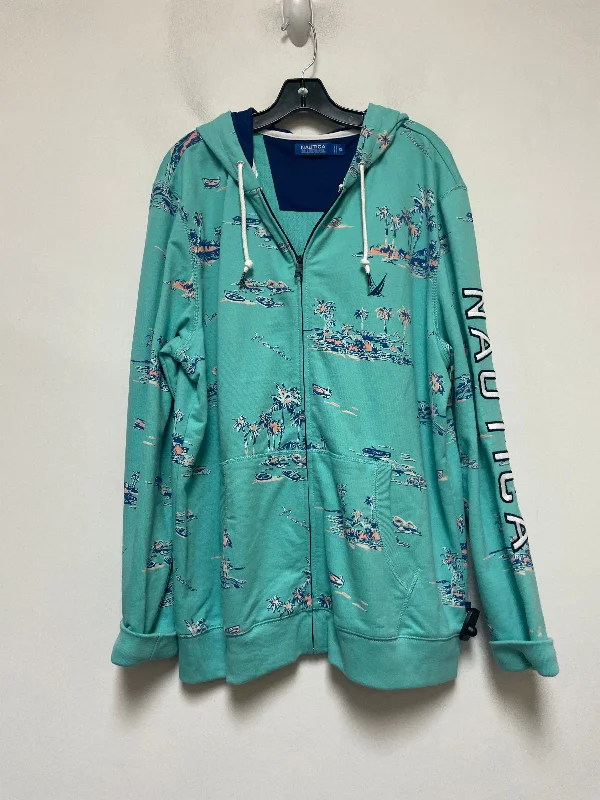 Men's Hoodies with Embroidered PatchesSweatshirt Hoodie By Nautica In Teal, Size: Xl Men's Hoodies with Embroidered PatchesSweatshirt Hoodie By Nautica In Teal, Size: Xl
