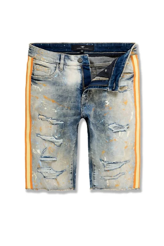 Men's Casual Short-Length PantsMen's Sparta Striped Denim Shorts In Desert Storm