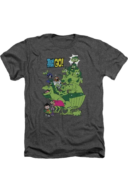 Men's Three-Quarter Sleeved TopsTeen Titans Go Beast Boy Stack Adult Heather Tee / T-Shirt Men's Three-Quarter Sleeved TopsTeen Titans Go Beast Boy Stack Adult Heather Tee / T-Shirt