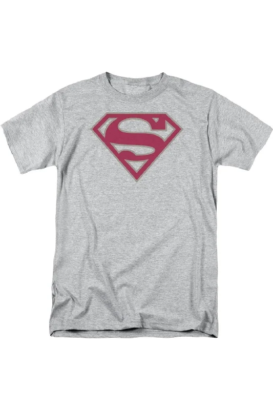 Men's Shirts with Zippered PocketsSuperman Crimson & Gray Shield Short Sleeve Adult Tee / T-Shirt Men's Shirts with Zippered PocketsSuperman Crimson & Gray Shield Short Sleeve Adult Tee / T-Shirt