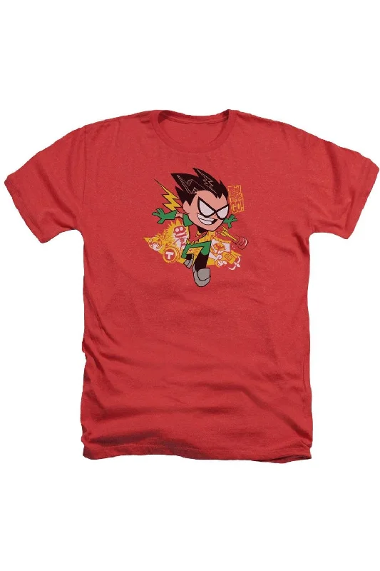Men's Shirts with Adjustable CuffsTeen Titans Go Robin Adult Heather Tee / T-Shirt